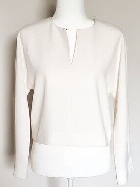 J. Crew 365 Crepe Creamy Ivory Boxy Tailored 3/4 Sleeve Lined Top, SZ 6, NWT